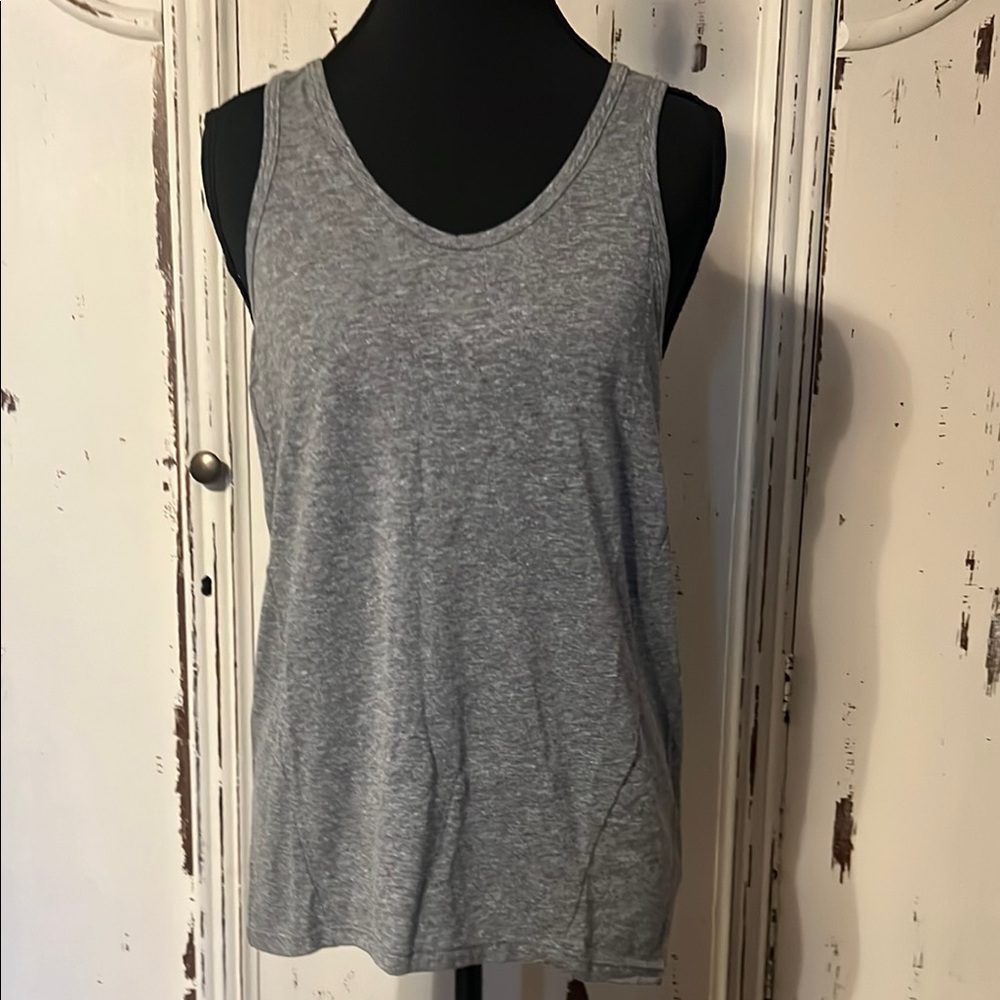 Gray Sleeveless Tank Top with Scoop Neckline